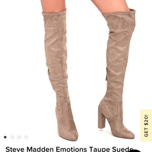 Steve Madden suede OTK boots in taupe
